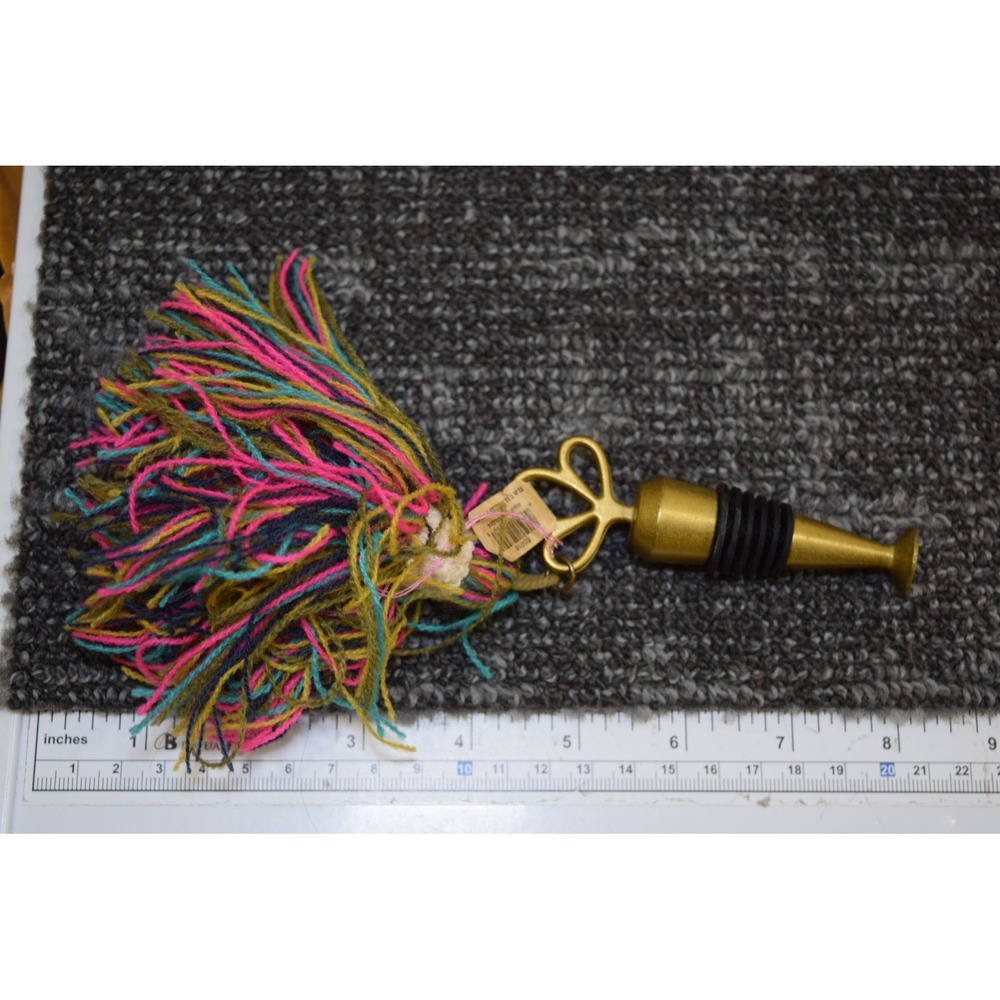 Natural Life Boho Tassel Metal Wine Bottle Stopper